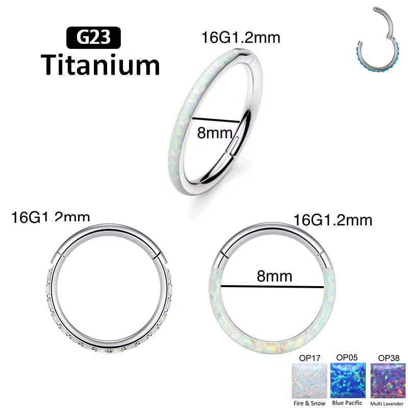 G23 Titanium Piercing Septum Nose Ring Opal Stone Hight Segment Rings Open Anti-allergic Piercing Nose Earring Piercing Jewelry