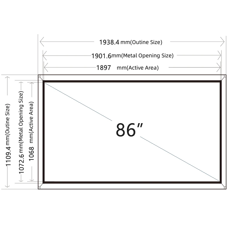 HaiTouchs 86 inch IR Touch Frame Infrared Multi Touch Frame overlay kit 86