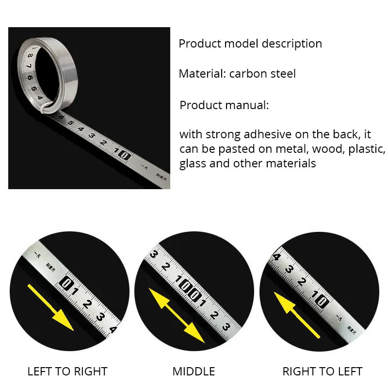 1-3m Stainless Steel Miter Track Tape Measure Self Adhesive Metric Scale Ruler Rust-Proof Durable And Wear-Resistan Ruler