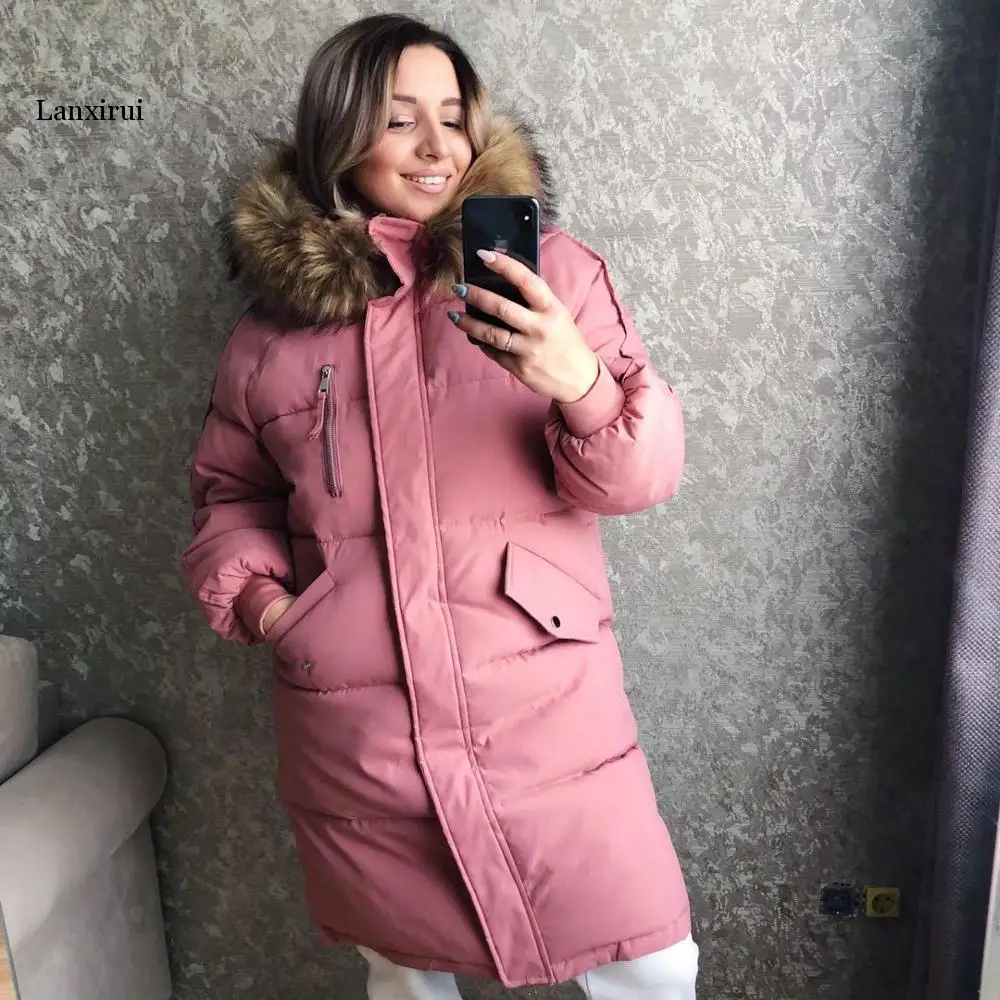 

new winter Long parkas jackets Winter women Casual thicken warm parkas coat winter female fur collar padding coats S-2XL