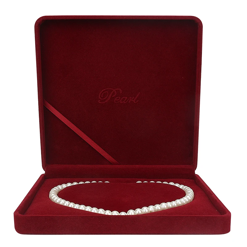 

Exquisite Red Velvet Heart Shaped Pearl Necklace Box For Femal Ring Earring Pendent Display For Anniversary Wedding Lover Gifts