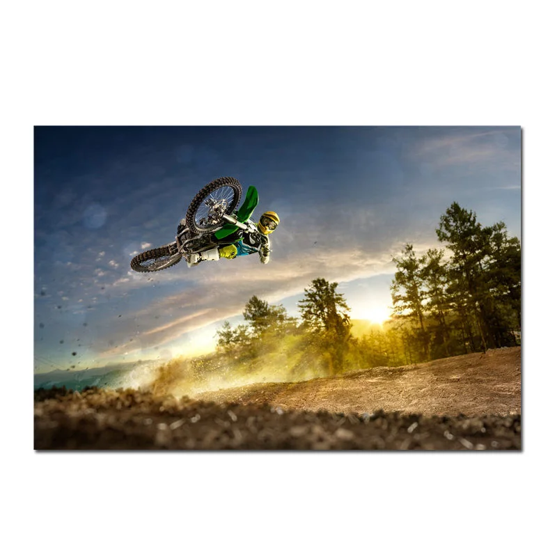 Sports Motorcycle Racing Poster Mountain Motorcycles Silk Posters Motorbike Prints Outdoor Sports Competition Canvas Art