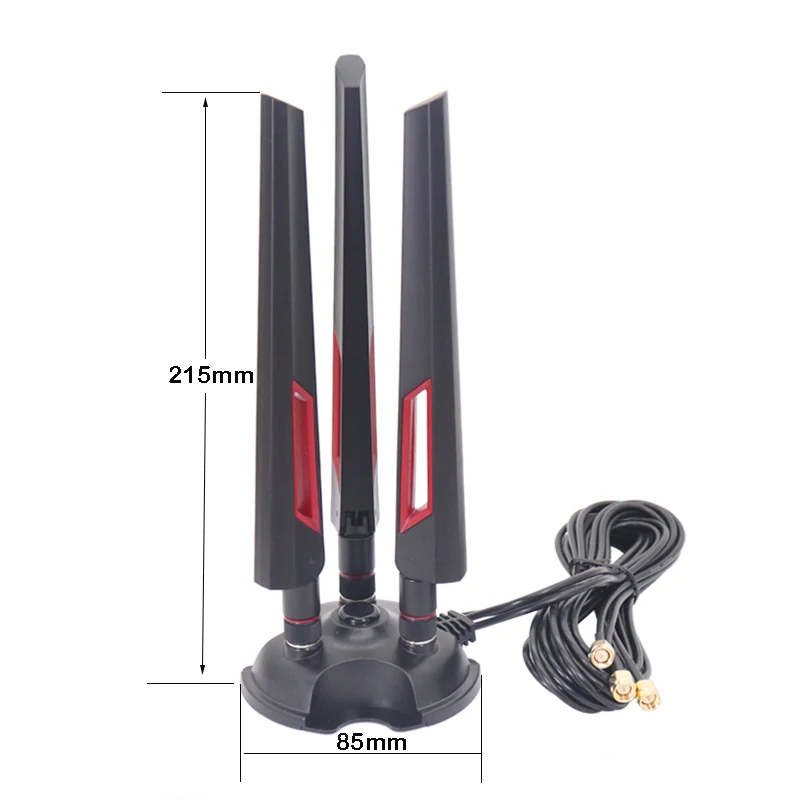 2.4G 5.8G dual-band wireless wifi router network card high gain 10dbi desktop adsorption antenna RG174 2m cable 3 xSMA connector