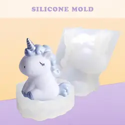 Transparent Unicorn Silicone Epoxy Resin Molds Animal Handmade Aromatherapy Candle Making Form Decoration Tool