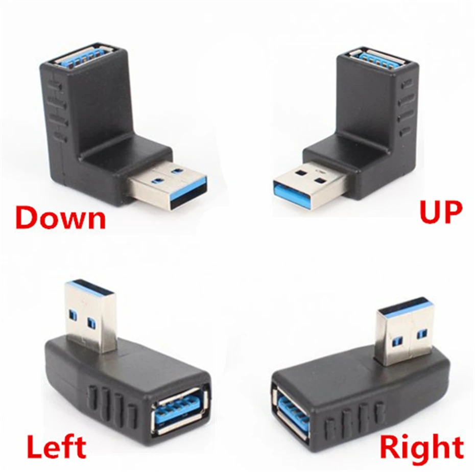 Adapter USB 3.0 lewy/w górę/w dół/w pod kątem 90 stopni przedłużacz męski na żeński przewód przejściowy kable USB