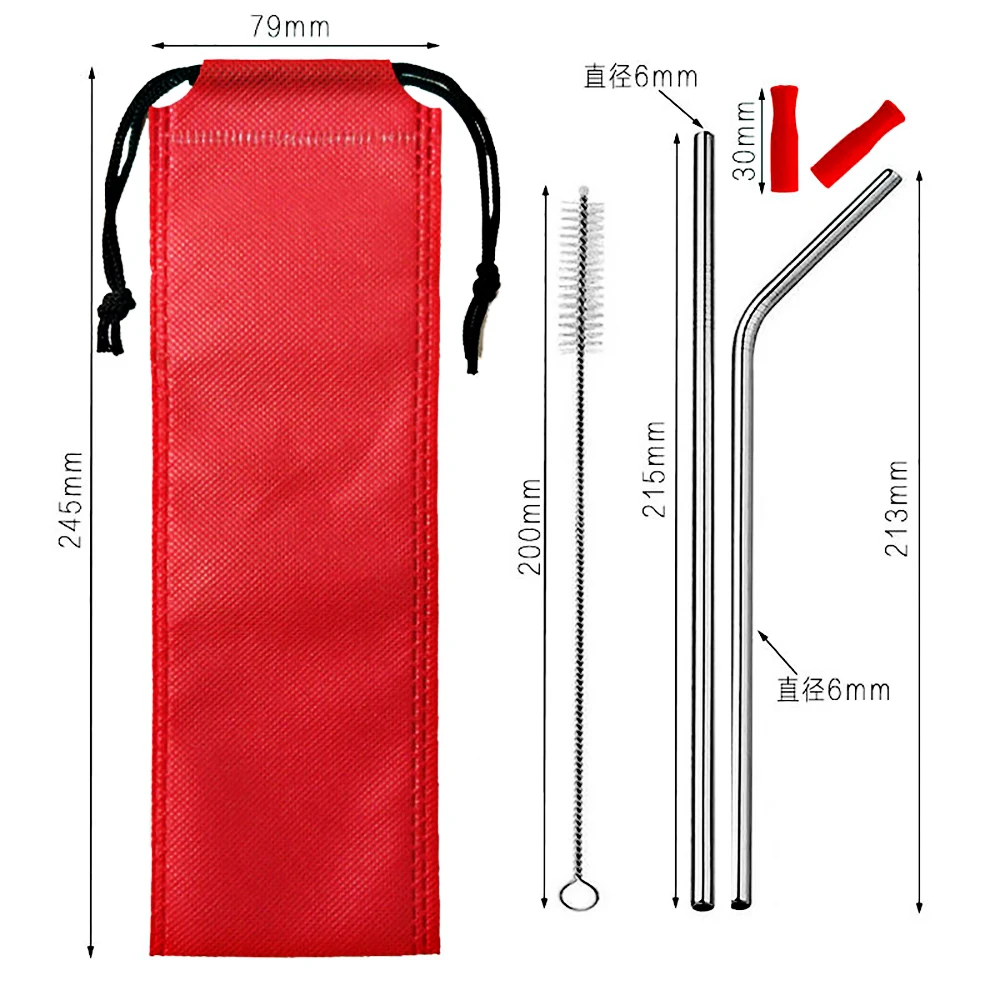 DEOUNY-Reusable Bendy Metal Cocktail Straws, Stainless Steel, Drinking Iron Tube Portable Straw with Case Set with Tubules Brush