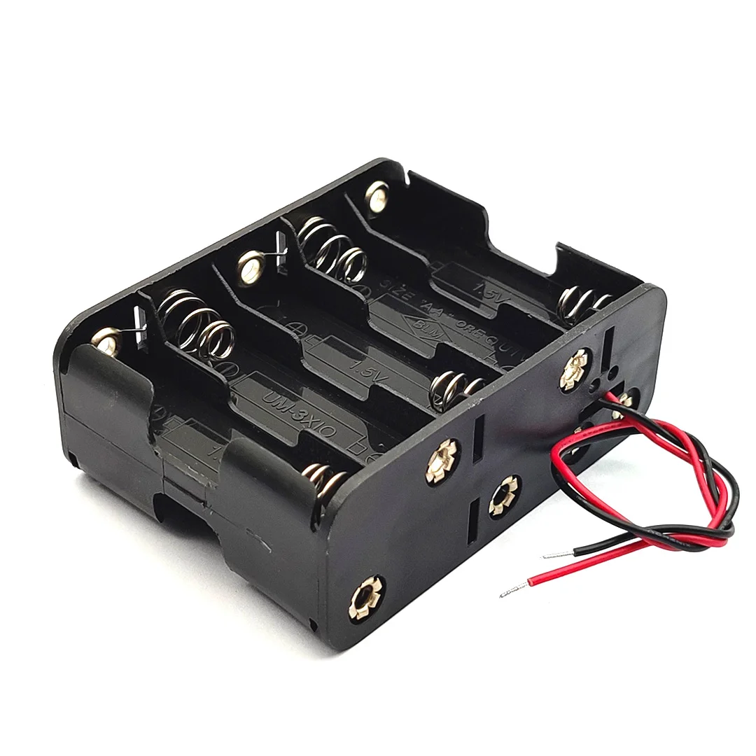 10AA Battery Holder AA Battery Box AA Battery Case 15V Clip Holder Box Battery Storage Case With Wire Leads Black 10*AA