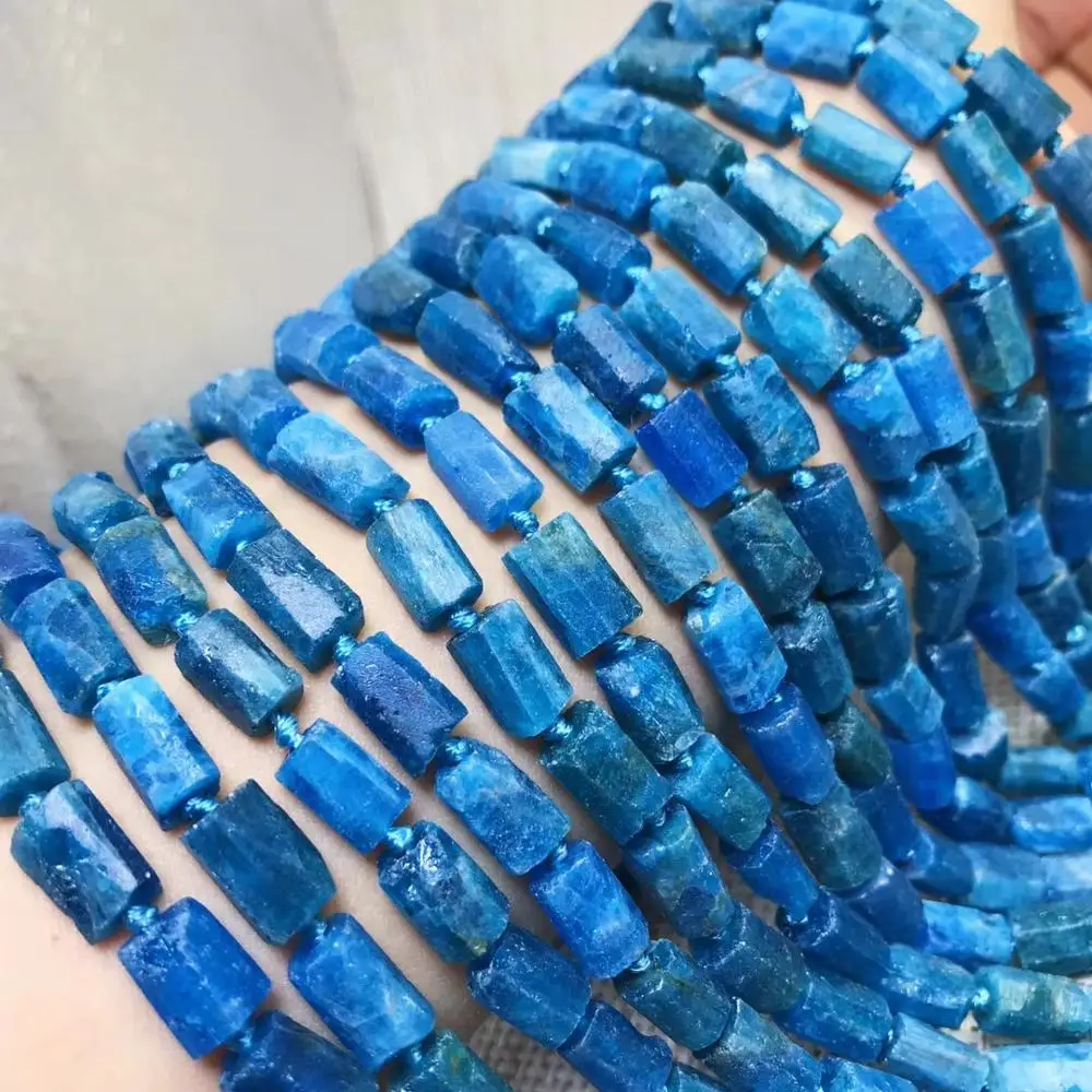 

Apitite pillar faceted blue 6*10mm 38cm for DIY jewelry making FPPJ wholesale loose beads nature