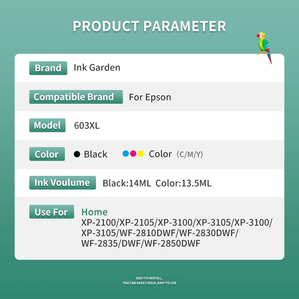 InkGarden 603XL 603 XL Compatible Cartridge For Epson T603 Expression Home XP 2100 2105 3100 3105 4100 4105