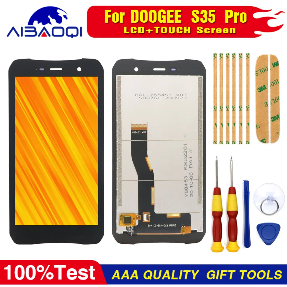 100% Original 5.0 Inch LCD&Touch Screen Digitizer Display Module Repair Replacement Part For DOOGEE S35 Pro Cellphone