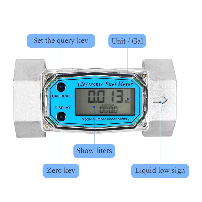 587C Turbine Flow Meter Digital Oil Fuel Flow Meter Mini Pump Flow Meter Fuel Die sel Counter Meter Display chip