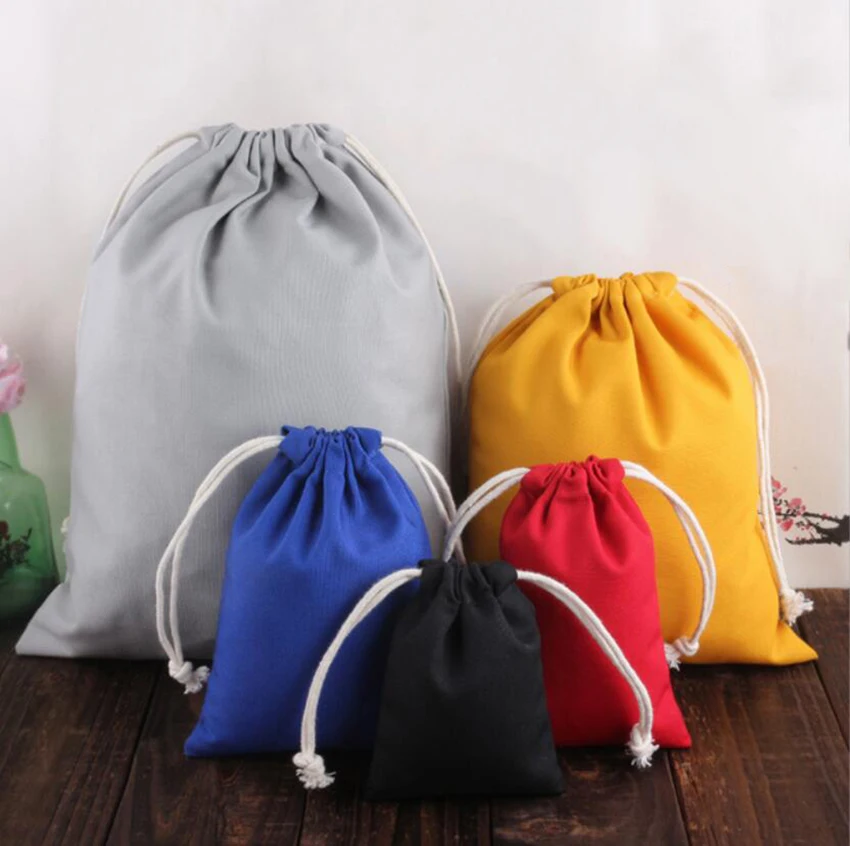 100PCS Canvas Drawstring Bag Jewelry Pouches Christmas/Travel/Cosmetic/Storage/Wedding/Watches/Bead Cotton Bags Custom Logo/Size