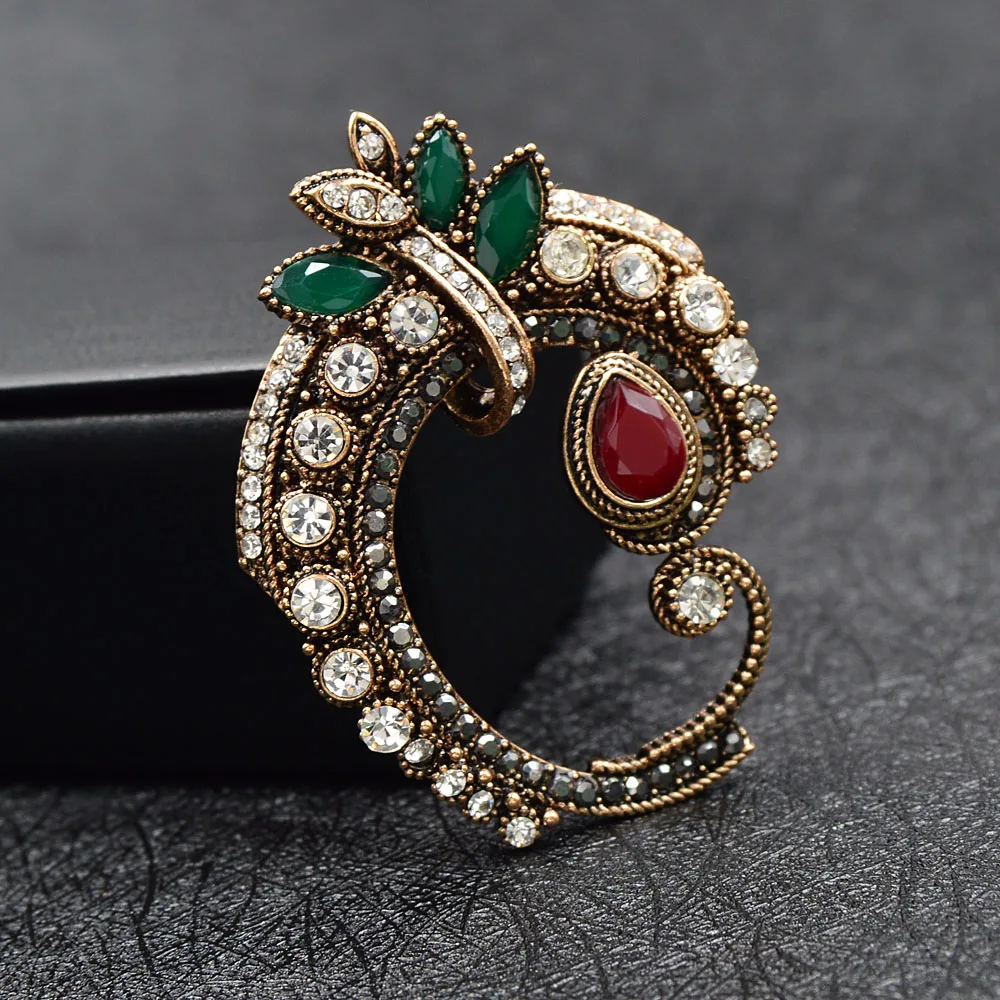 CINDY XIANG Rhinestone Vintage Fashion Brooches For Women Red Bead Retro Pin Jewelry 2 Colors Available Good Gift