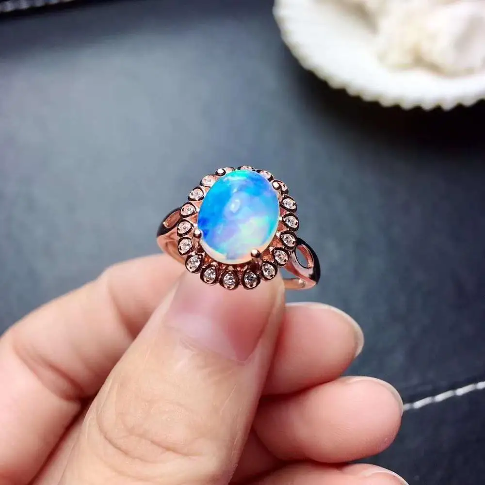 Natural Real Opal Rings 925 Sterling Silver Engagement Ring Fine Jewelry Elegant Design for Women Gift