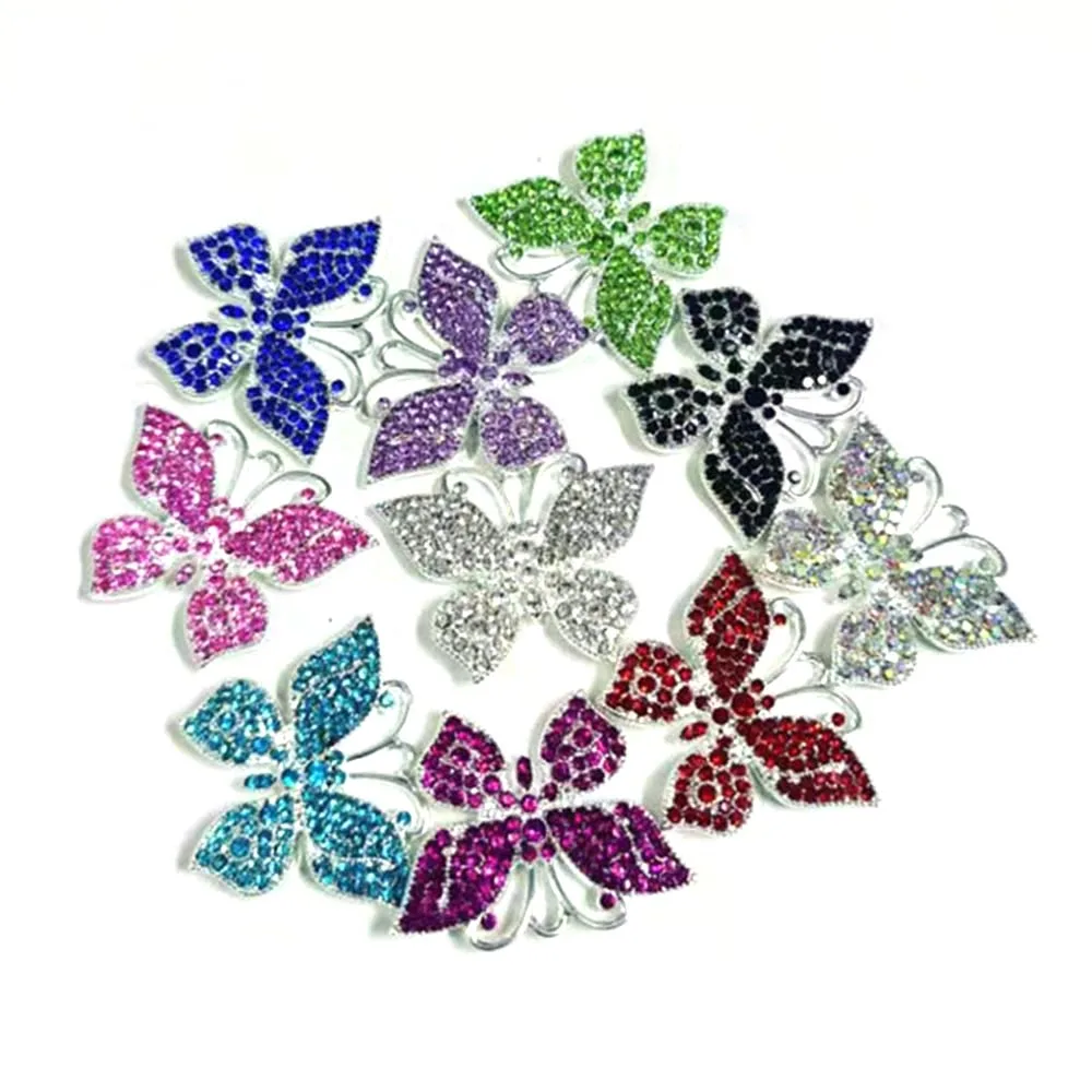 10pcs Mixed Color Butterfly Rhinestone Charms for Women DIY jewelry accessories D008