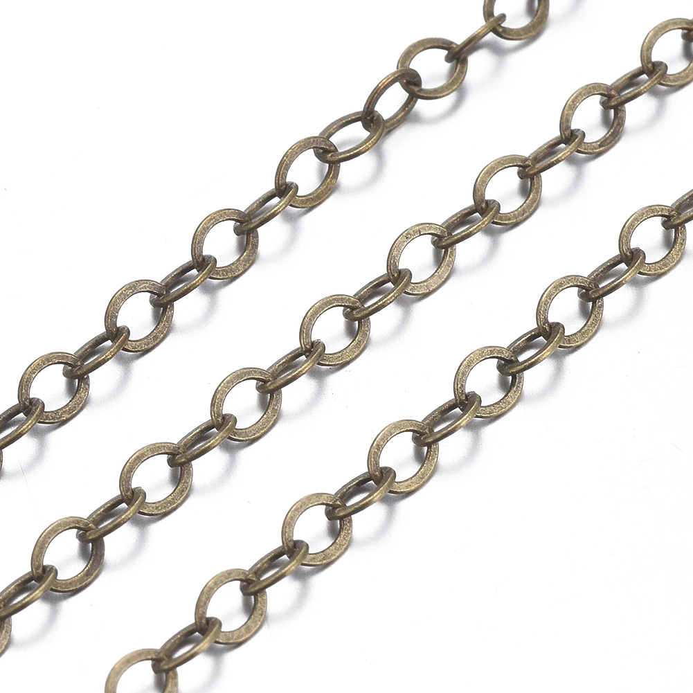 Soldered Brass Cable Chain Cross Chains, Lead Free and Nickel Free, Antique Bronze, Link: about 3.5mm long, 2.5mm wide, 0.45mm