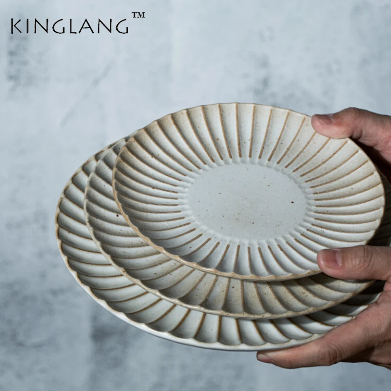 1 PCS KINGLANG Jingdezhen Creative Steak Plate Breakfast Home Dish Pasta Plate Personality Dish Fruit Plate