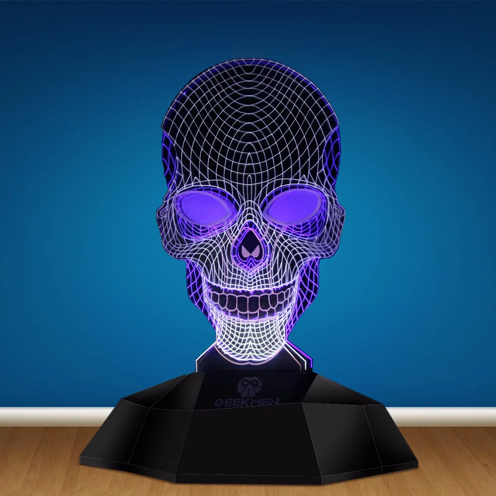 

Novelty 3D Skeleton Lighting Art Geometric Skull 3D Line Lamp Skeleton USB Table Lamp Desk Light 3D Effect Lights Halloween Gift