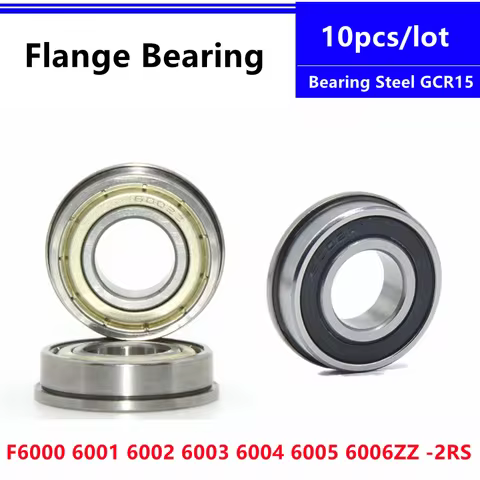 10pcs Flange Deep Groove Ball Bearing F6000ZZ F6001ZZ F6002ZZ F6002-2RS F6003ZZ F6004-2RS F6005-2RS F6006-2RS