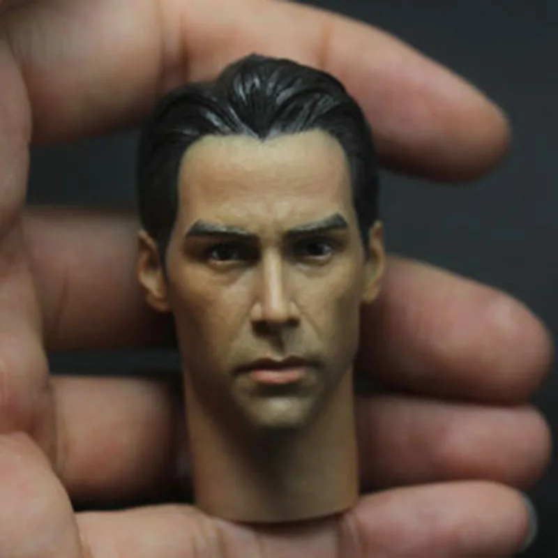 1/6 Keanu Reeves Head Sculpt Model PVC Male Head Carving with Neck Fit 12'' Soldier Action Body