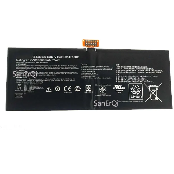 C12-TF400C Tablet Battery for ASUS VivoTab Smart ME400C 1ICP4/83/103-2 3.7V 6760MAH 25WH Battery