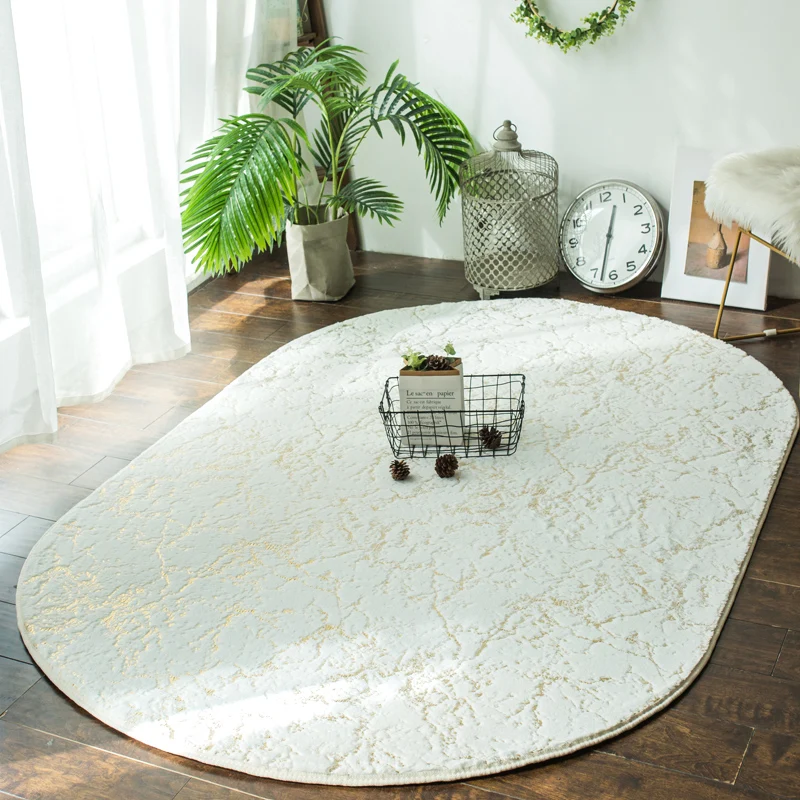 

White Oval Nordic Bedside Rugs Carpet for Bedroom Soft Sofa Bed Floor Mats Carpets For Living Room Tapetes Modern Home Decor