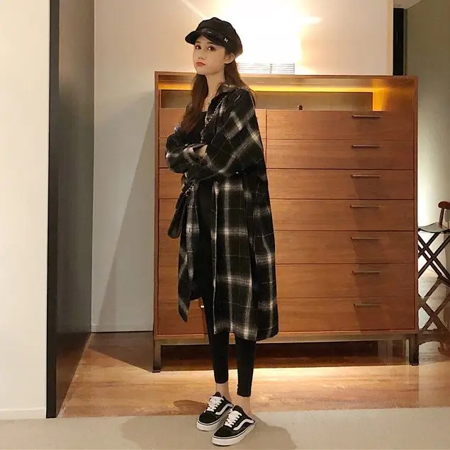 Plaid Shirt Women's 2024 Spring and Autumn Leisure Loose Long Sleeve Mid-Length over-the-Knee Sun Protection Top Coat