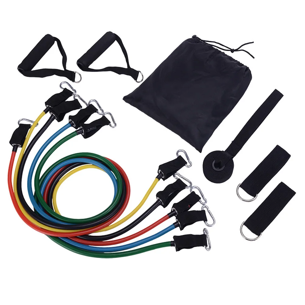 11Piece Set Gym Fitness Equipments Workout Resistance Bands Latex Exercise Pilates Tubes Pull Rope Expanders Training Home Use