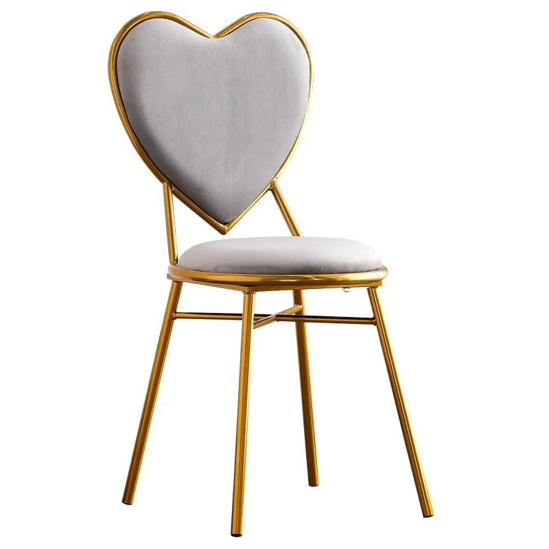 Silla de maquillaje en forma de corazón para dormitorio, taburete de tocador de princesa, Simple, ZM1103