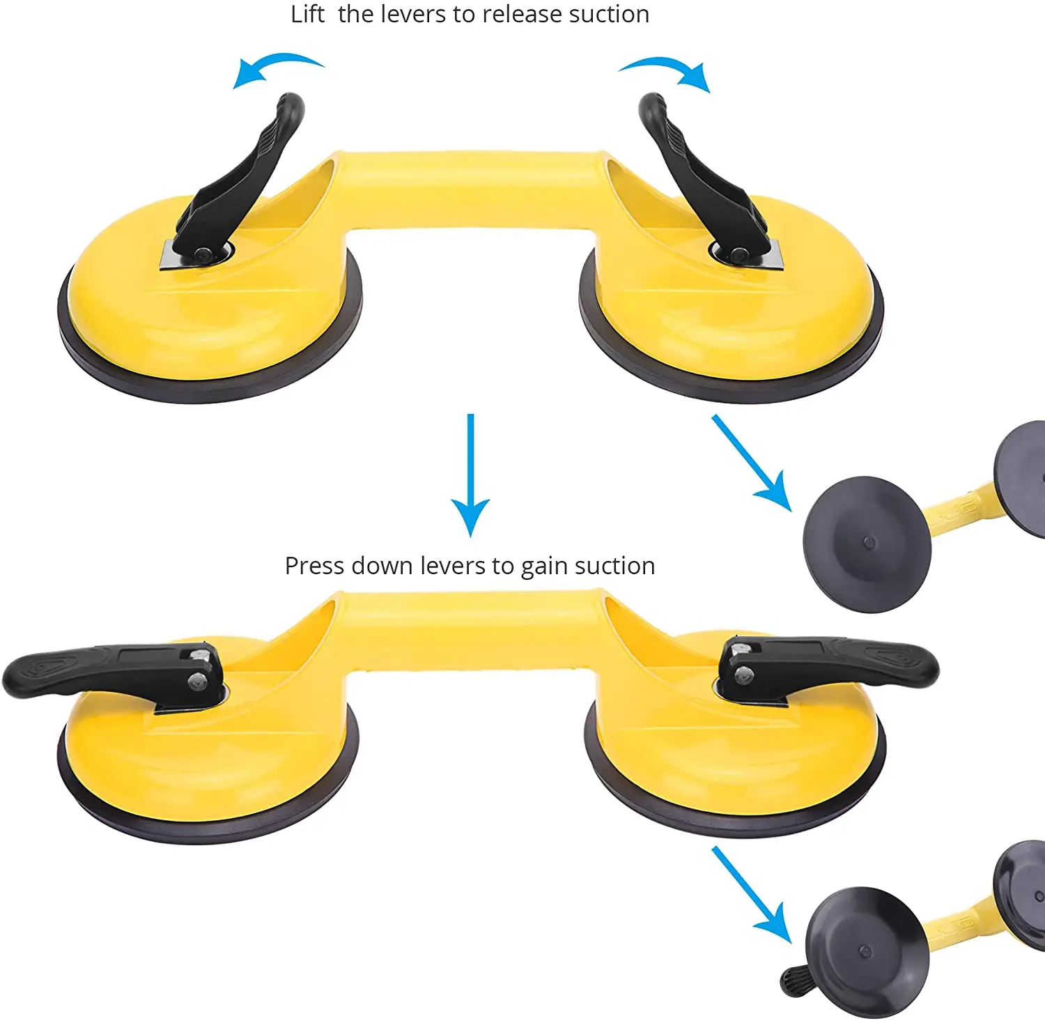 Furuix Premium Quality Heavy Duty Ceramic Glass Suction Cup Double Handle Puller/Lifter/Gripper