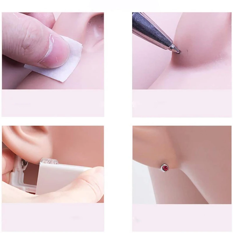 Stainless Steel Ear Stud Disposable Sterile Piercing Stud With Safe Ball Buckle Set Piercing Gun Body Piercing Jewelry