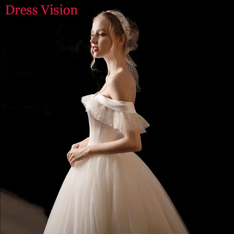 새로운 도착 레이스 얇은 명주 그물 어깨 웨딩 드레스 Vestido De Noiva Robe De Mariage