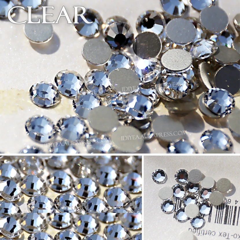 Gold back Clear AB ss16 ss20 Non hot fix Rhinestones flat back crystals glass stone strass glitters for 3d nail garment wedding