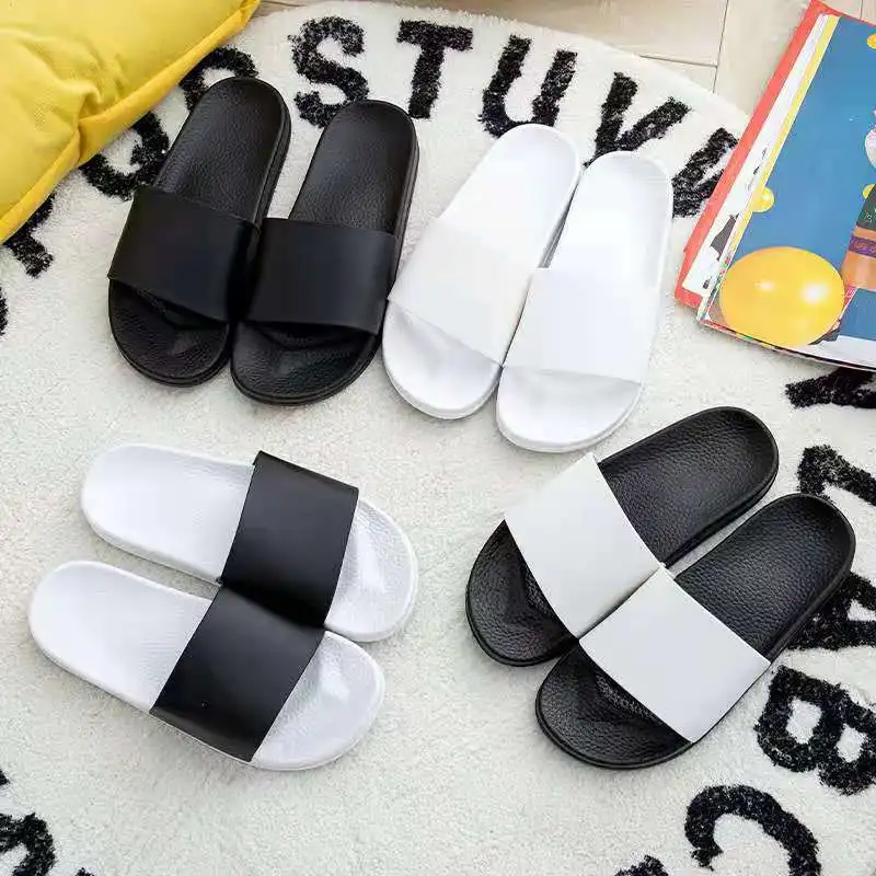 Women's New Summer Slippers Modern Women's Slippers Black and White Beach Shoes Household and Bathing Couple Slippers