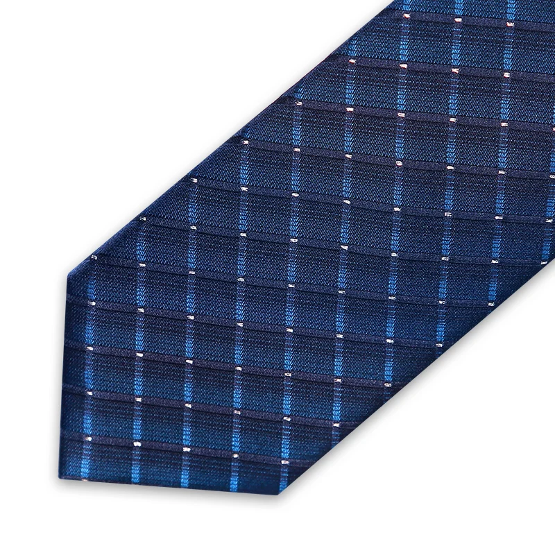 High Quality 2021 New Designers Brands Ties for MenFashion Business 7cm Slim Navy Blue Plaid Necktie Work Formal with Gift Box