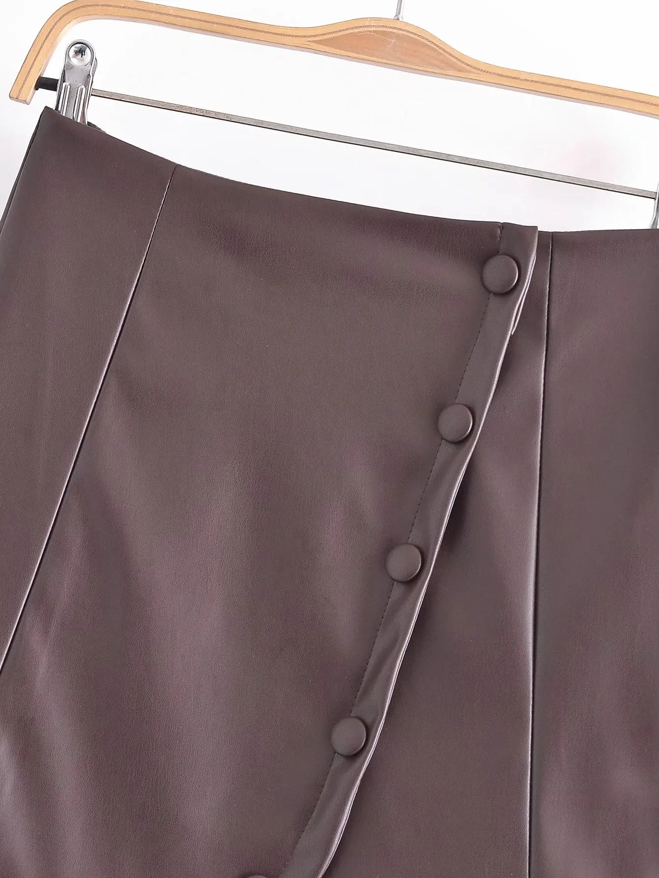 Nieuwe Mode Vrouwen Herfst Winter Pu Faux Leer Rokken Lady Hoge Taille A-lijn Boven De Knie Mini Korte Leren Rok Met knop