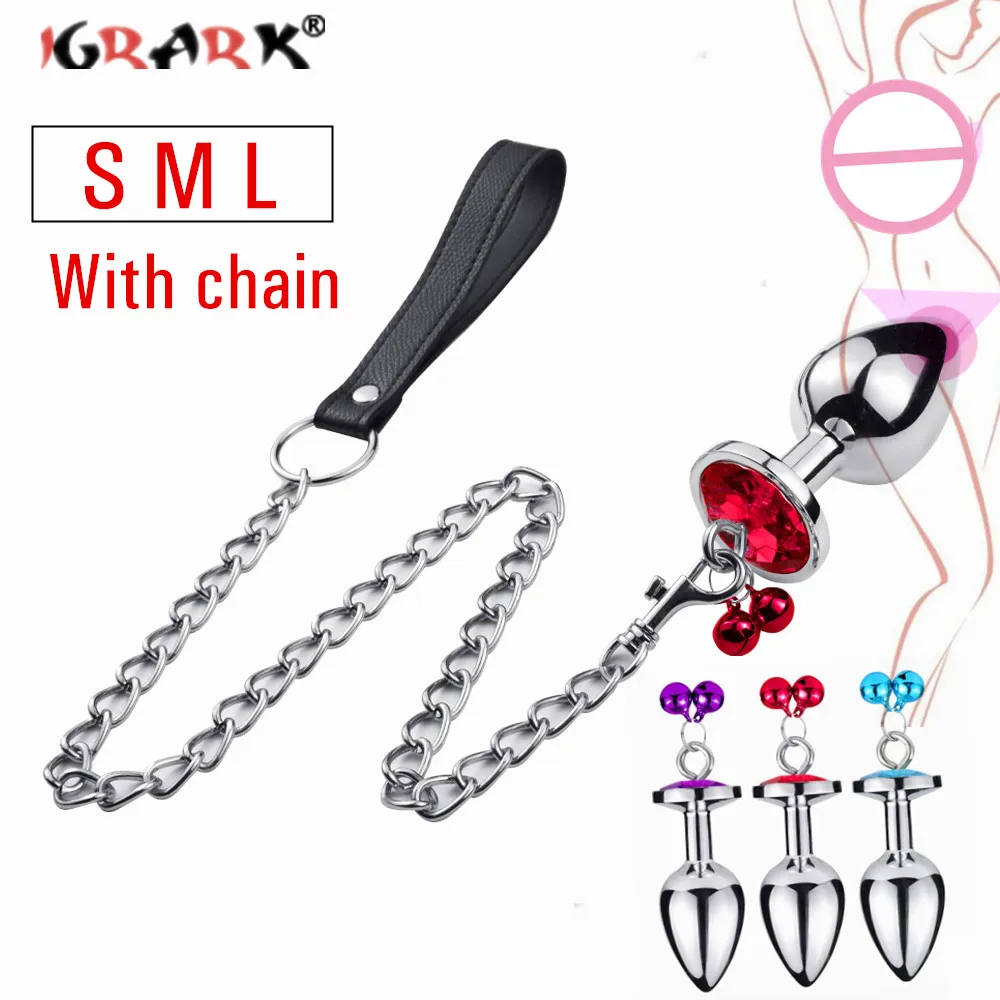 Stainless Steel Anal Plug With Metal Chain Removable Buttplug Vagina Stimulator Prostate Massager Sex Toys for Couples Women Men