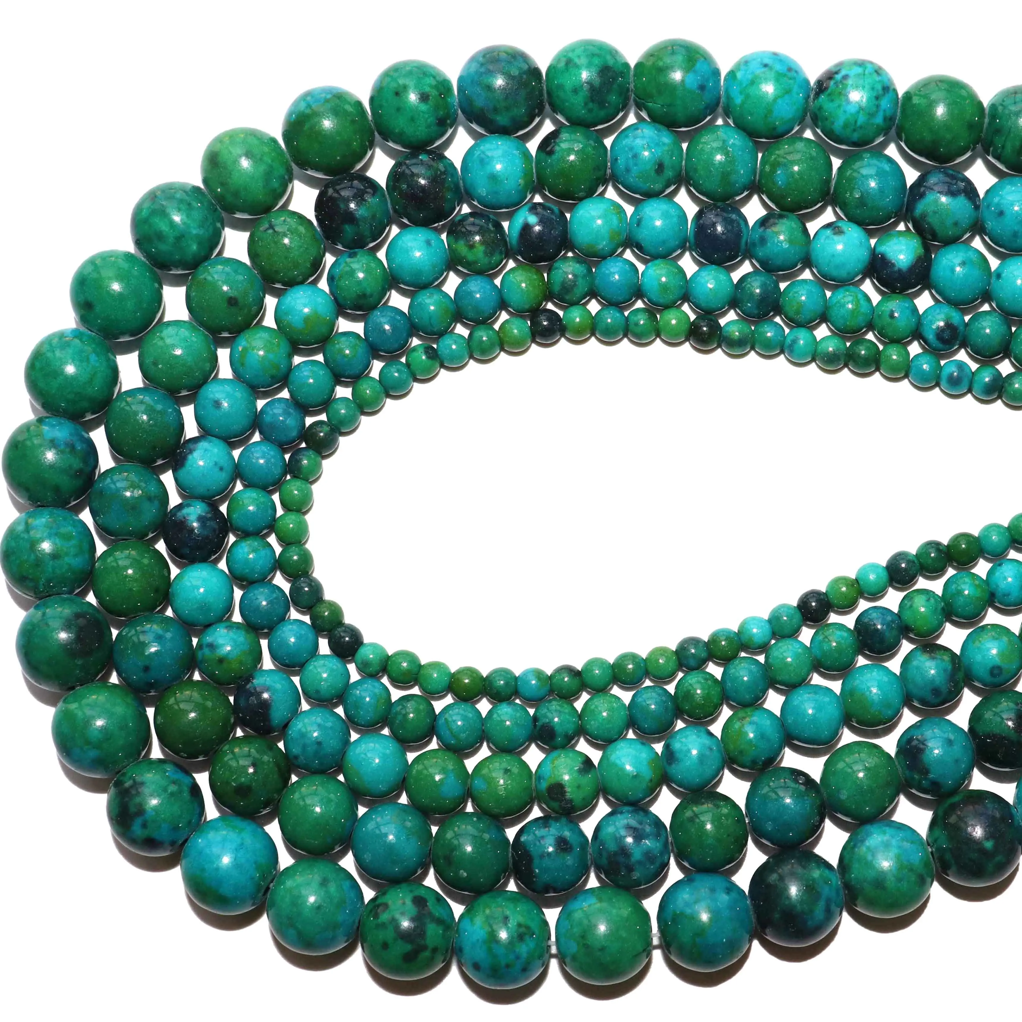 Natural Stone Chrysocolla Round Spacer Beads For Jewelry Making Charm DIY Bracelets Necklace Accessories 3 4 6 8 10 12mm