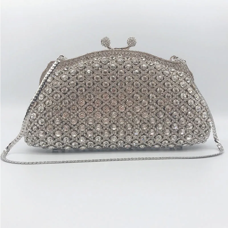 

WHTUOHENG Silver Rhinestone Evening Clutch Purse Crystal Diamond Women's Handbag for Wedding Ladies Girls Fashionable Clutches