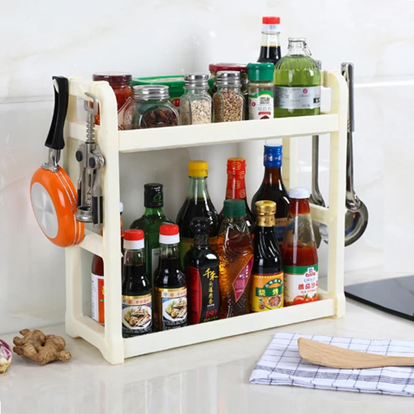 Kitchen double-layer racks thickened perforated free seasoning storage knife rack floor drain kitchen utensils