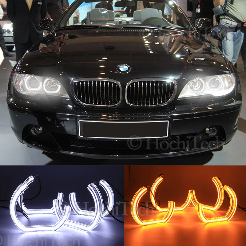 For BMW E46 325ci 330ci Convertible Coupe 2004 2005 2006 LCI xenon headlight Crystal DTM Style LED Angel Eyes Light Turn Signal