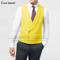 Chaleco Formal de boda para hombre, chaqueta sin mangas, chal Delgado hecho a medida, solapa, esmoquin para novio, amarillo, 16 colores