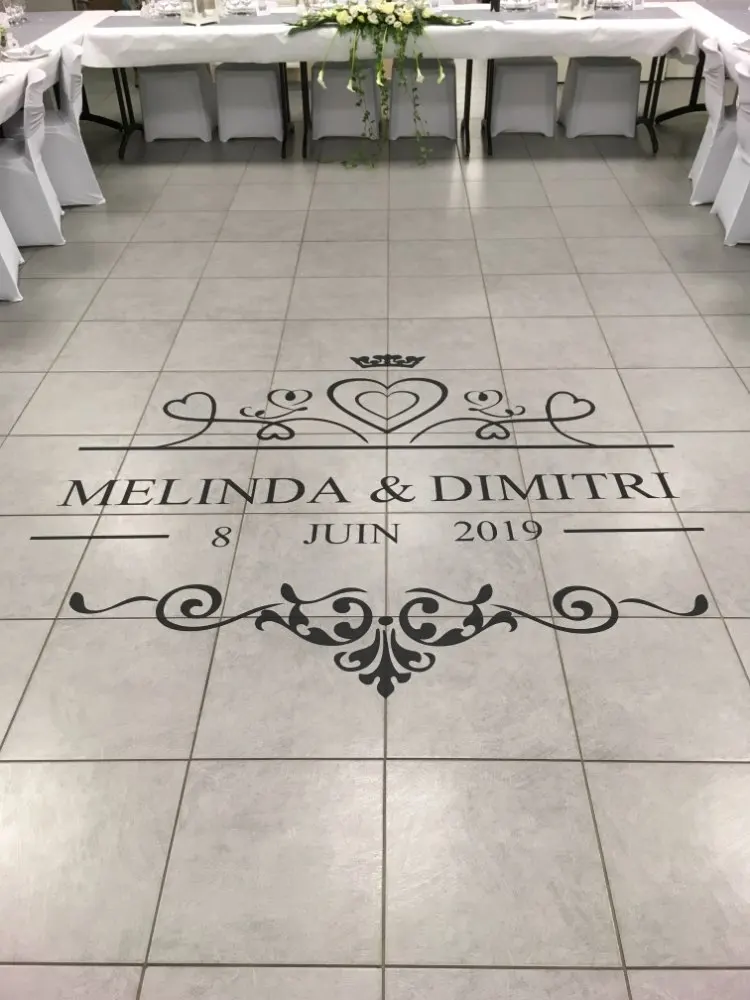 

Wedding Party Floor Decoration wall decals Wedding Dance Floor Decoration Customized Name and Date removeable vinyl sticker G728