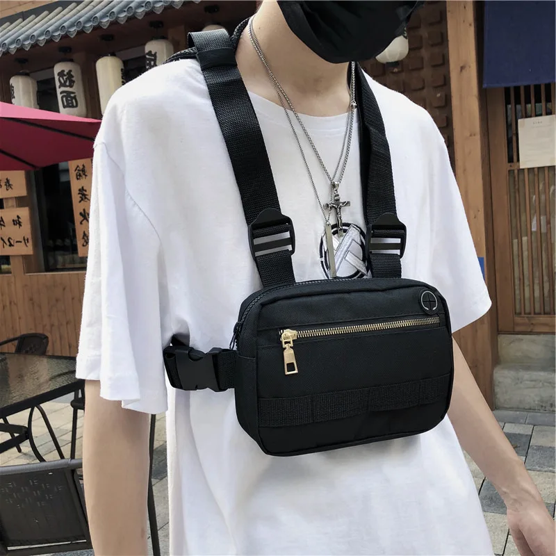 

Sports Chest Bag Men Tactical Package Unisex Solid Color Hip Hop Run Bag Travel Phone Pouch Male Waist Bags Vest Backpack
