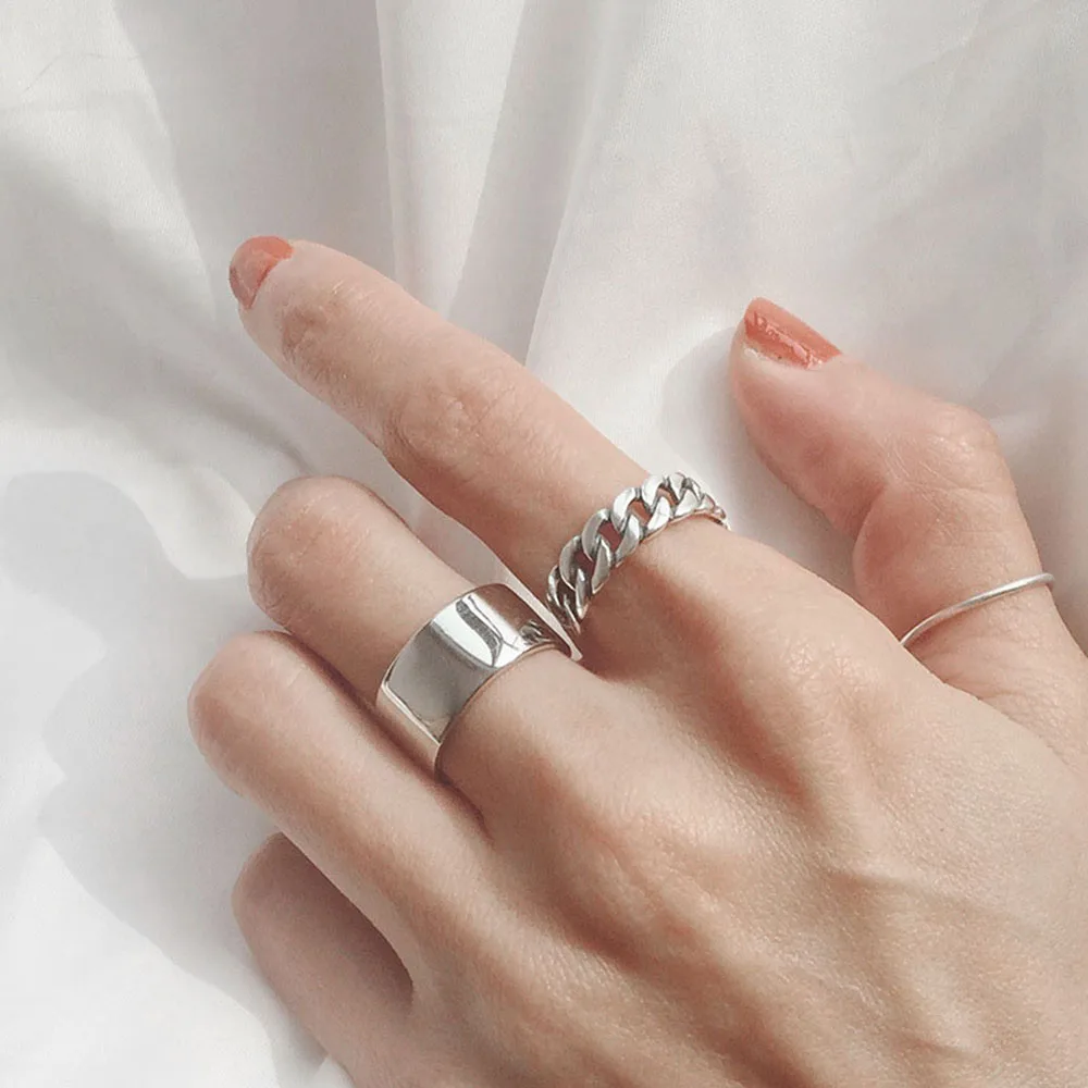 Fashion Punk Thumb Glossy Rings for Men Women Big Faced Wide Opening Finger Rings For Unisex Hip Hop Jewelry Wedding Rings