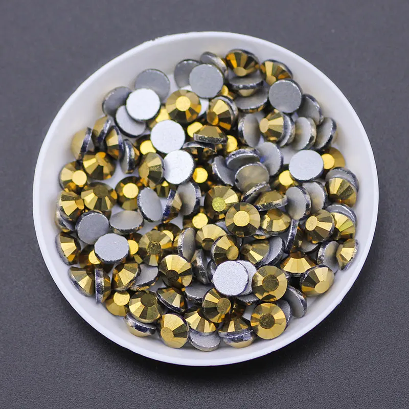 Non-HotFix Rhinestones Super Shiny Nail Crystal Rhinestone Mine Gold Rhinestone  Glass 3D Nail Art Decorative Nail Accessories