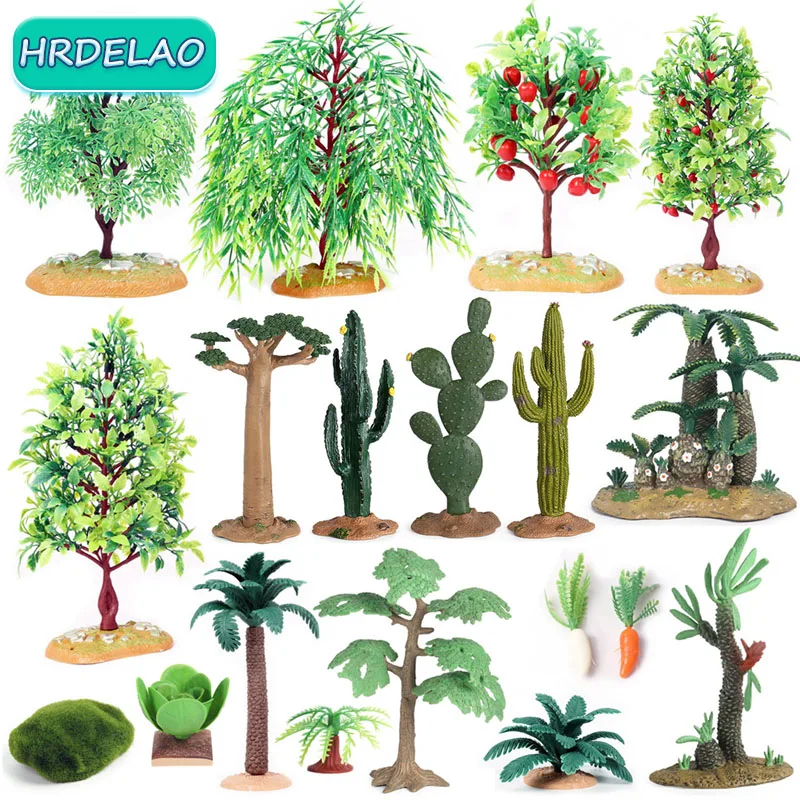 Simulation Farm Decoration Accessory Fruit Tree House Models Garden Landscape Scenery Miniature Action Figures Toys for children