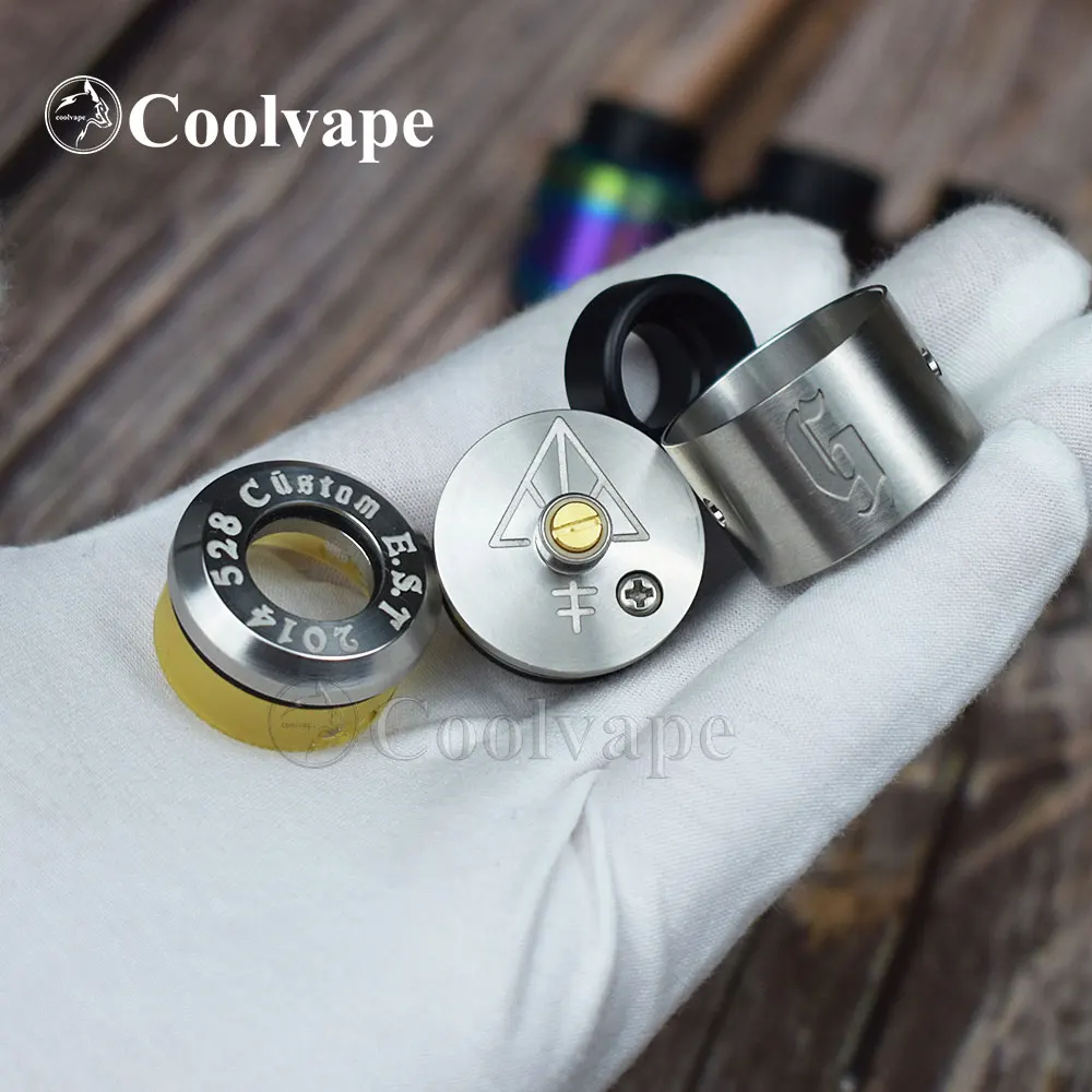 Coolvape 528 GOON 25 RDA Thép Không Gỉ Rda Atomizer Rộng Lỗ Khoan Nhỏ Giọt Đầu 25Mm PEEK Chất Cách Điện Vs Tông GEN 25 RDA