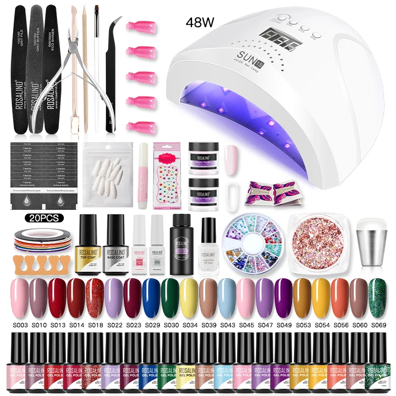 Rosalind Gel Nagellak Kit Uv Soak Off Gel Vernis Professionele Manicure Set Met Lamp Voor Nail Art Base Top jas Nails Gereedschap