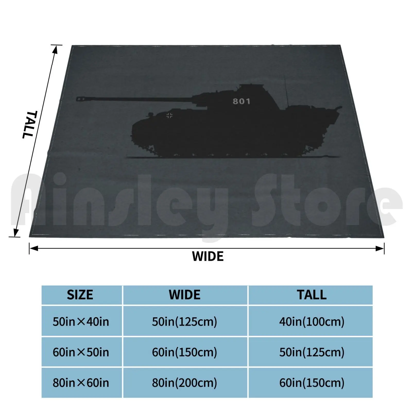 Pzkpwf V Panther Ausf. G Silhuette Blanket Fashion Custom Panther Panzer Tank Armor Weapon Black Silhuette